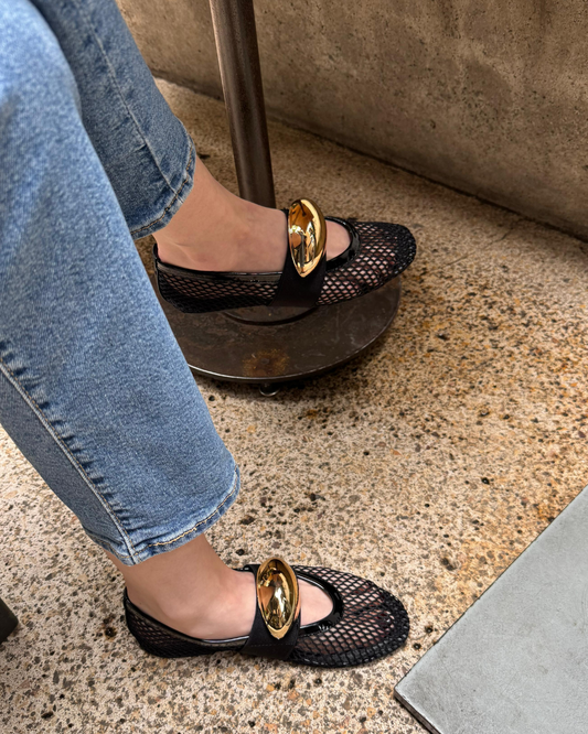 Michaela Gold Stud Flat