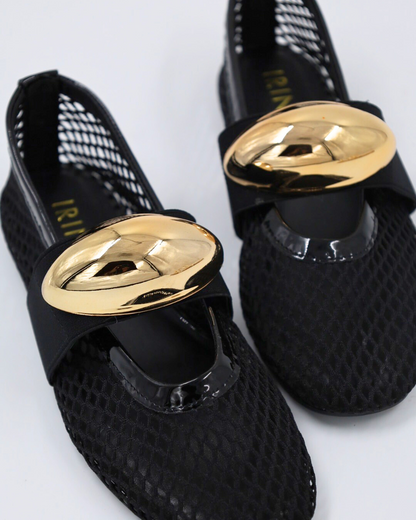 Michaela Gold Stud Flat