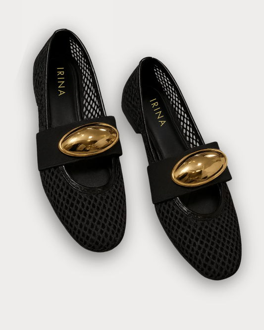 Michaela Gold Stud Flat